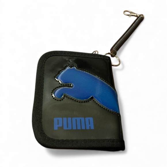 Sleek PUMA Vintage Black and Blue Zippered Wallet